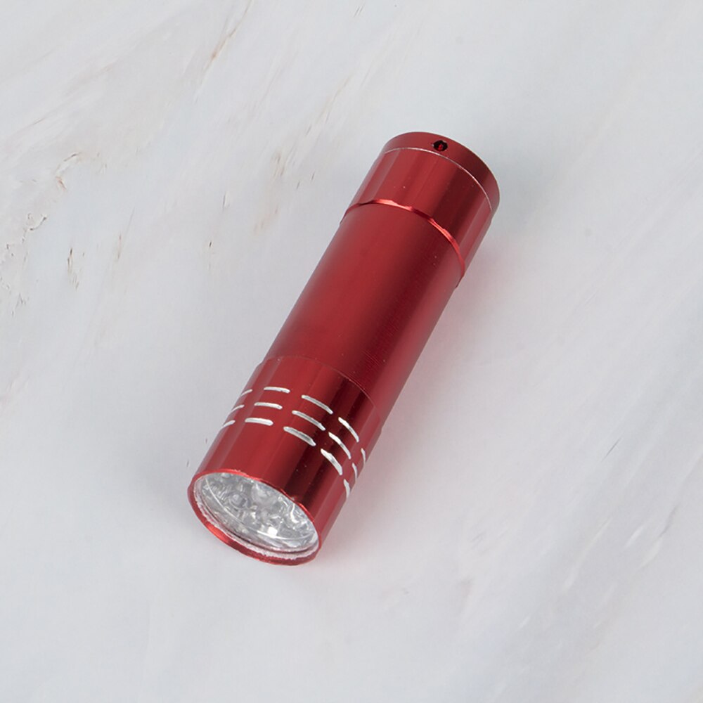 Mini 9 led manicure negletørrer lommelygte bærbar uv gel lampe hurtigtørrende manicure lys ultraviolet maske fluorescerende test: Rød
