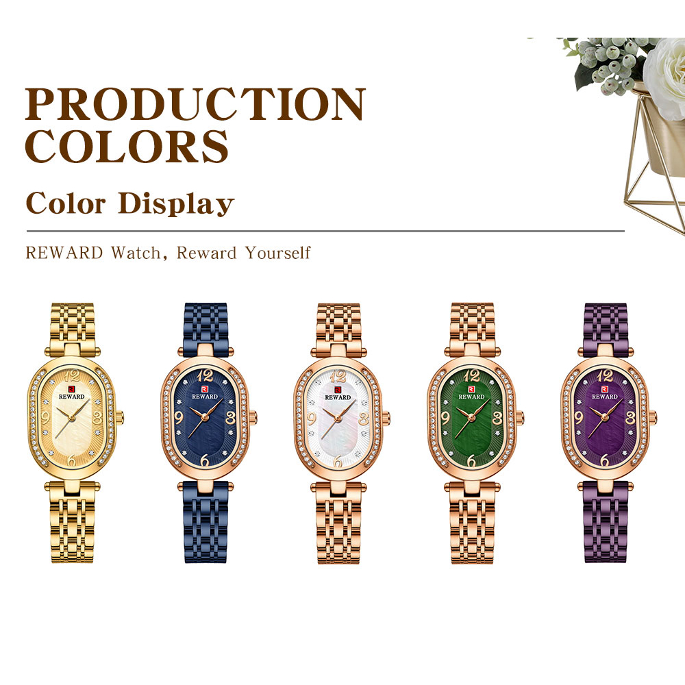 REWARD-Reloj de pulsera de oro rosa para mujer, relojes de cuarzo ultrafinos de lujo a la , correa de acero inoxidable, para mujer y Niña