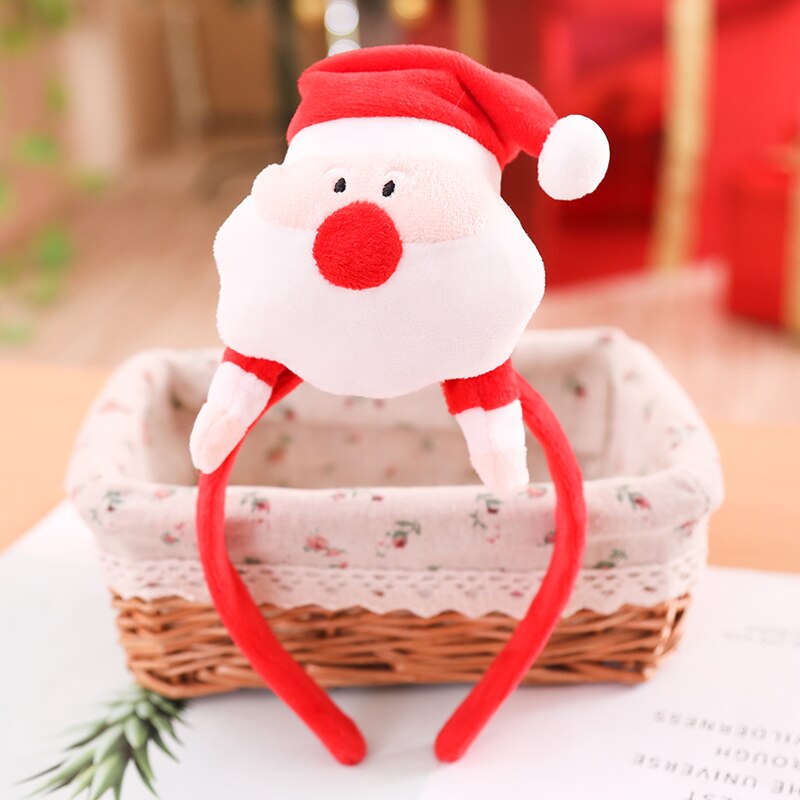 Kawaii santa, snemand, elg, fyr udstoppet dukke legetøj pandebånd hårbånd til pige jul: Snemand