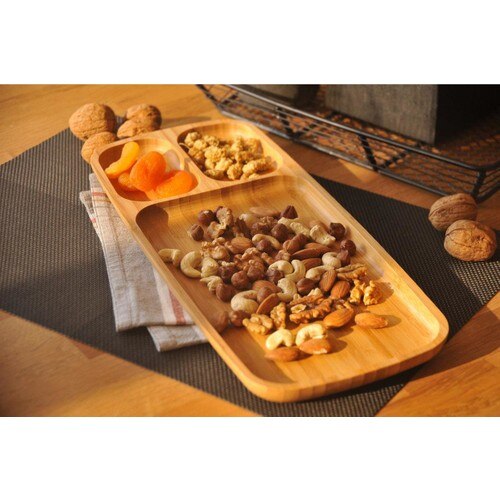 Bamboo Presentation Dish Bambum Flia - 3 Compartments Service Plate-Large Size