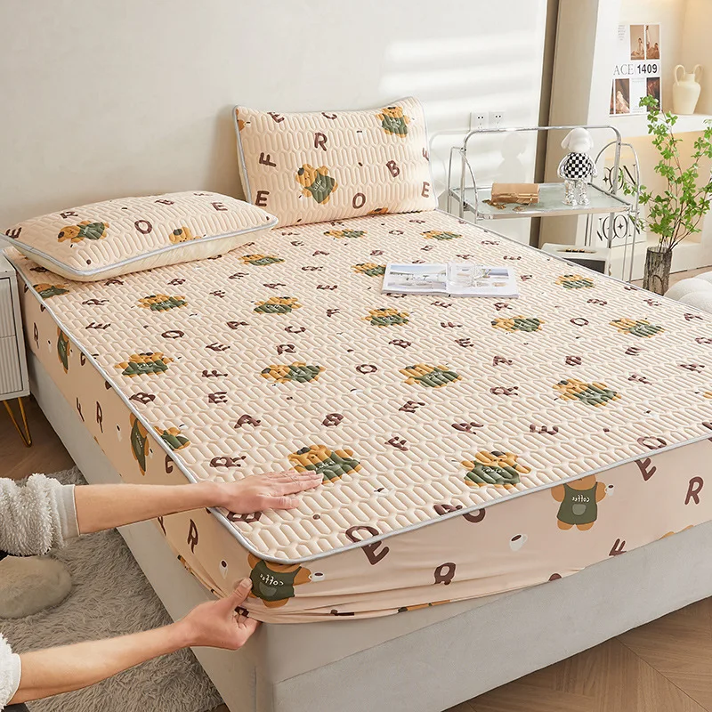 Zomer Verdikte Latex Hoeslaken Antislip Beschermende Sprei Airconditioner Driedelige Set Zomer Slaapmat: Marineblauw