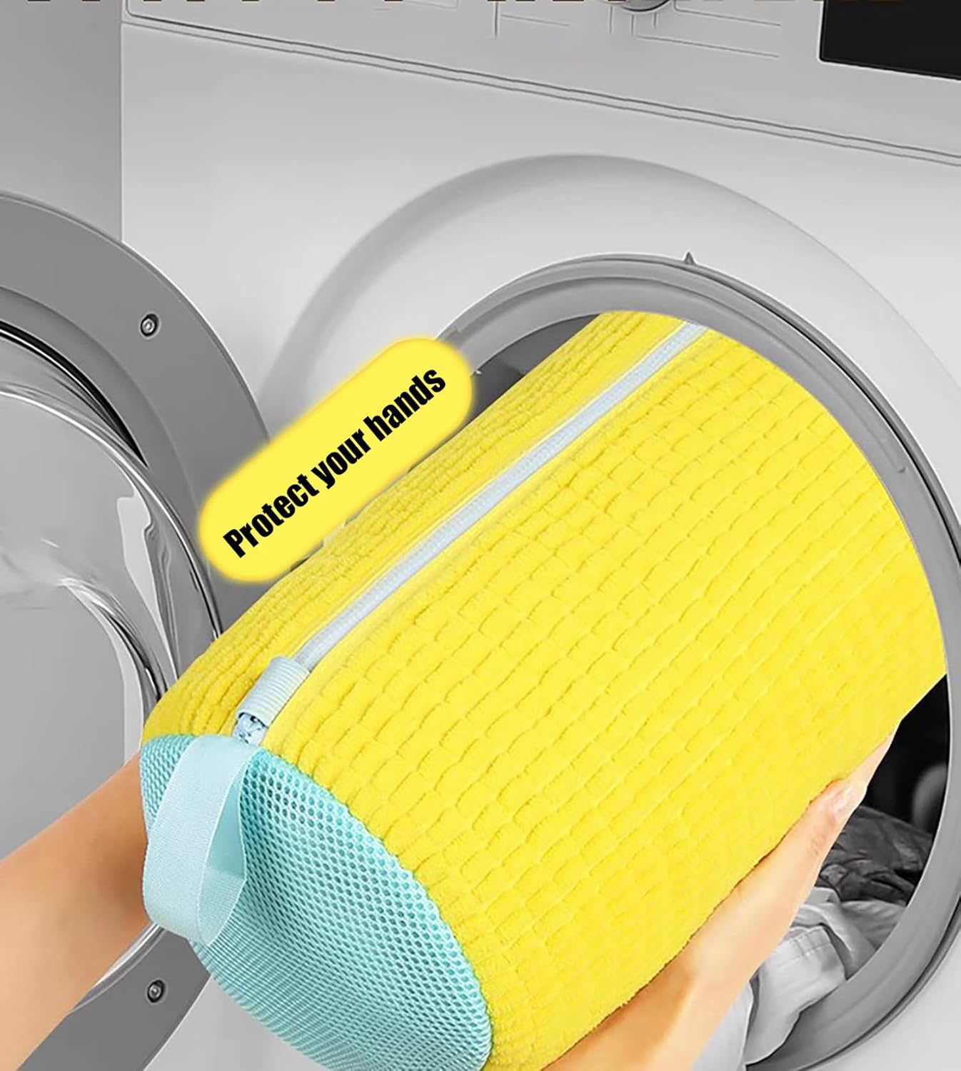 Durable Mesh Shoe Wash Bag with Zipper Rich Fluff Inside Protects Sneakers Casual Shoes in Washer Dryer Travel Storage Organizer
