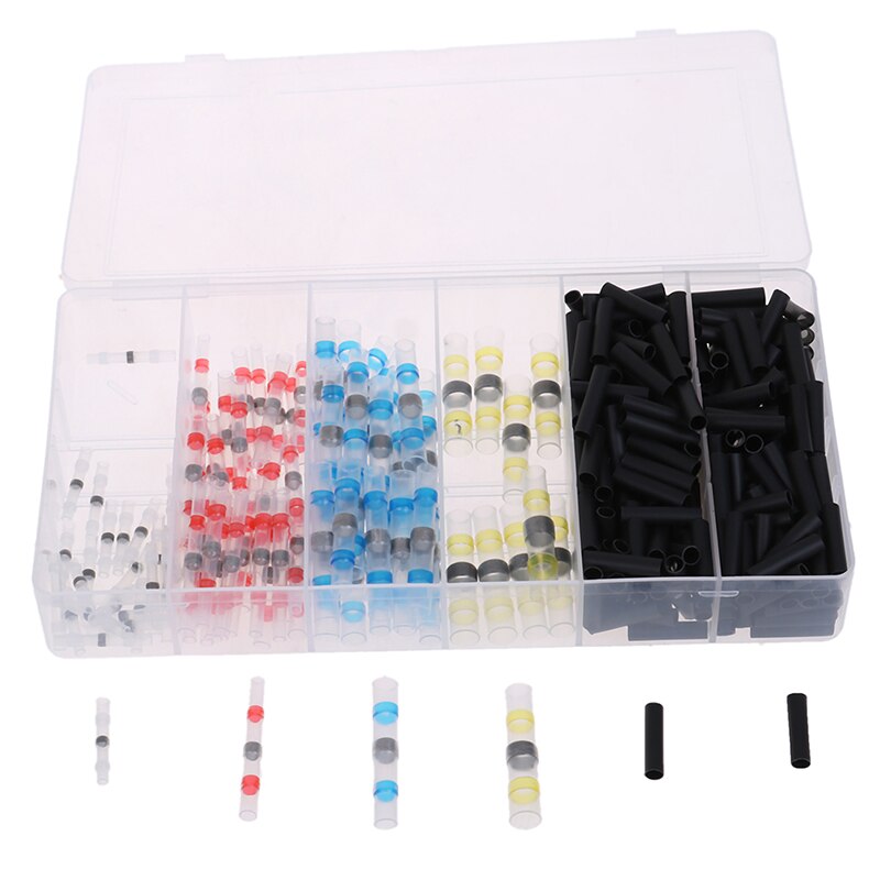 250Pcs Mix Soldeer Mouwen Krimpkous Butt Waterdichte Draad Splice Connectors Kit