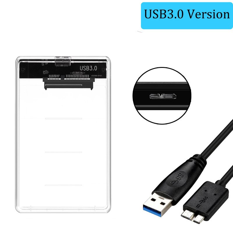 2.5 tums usb 3.0 to sata hdd fodral verktygsfritt stöd 6tb uasp protokoll hårddisk hölje aluminium & abs material: Abs transparent