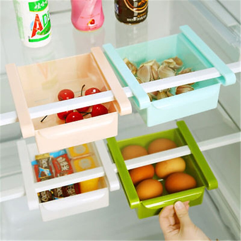 DIY Kitchen Fridge Space Saver Organizer Slide Shelf Rack Holder Storage Plastic