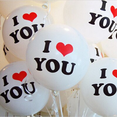 50 stuks 10inch Grote Latex Bruiloft Ronde Bal Dikke Ballonnen Afdrukken I Love U Partij decoratie Kerst valentijnsdag dag verjaardag