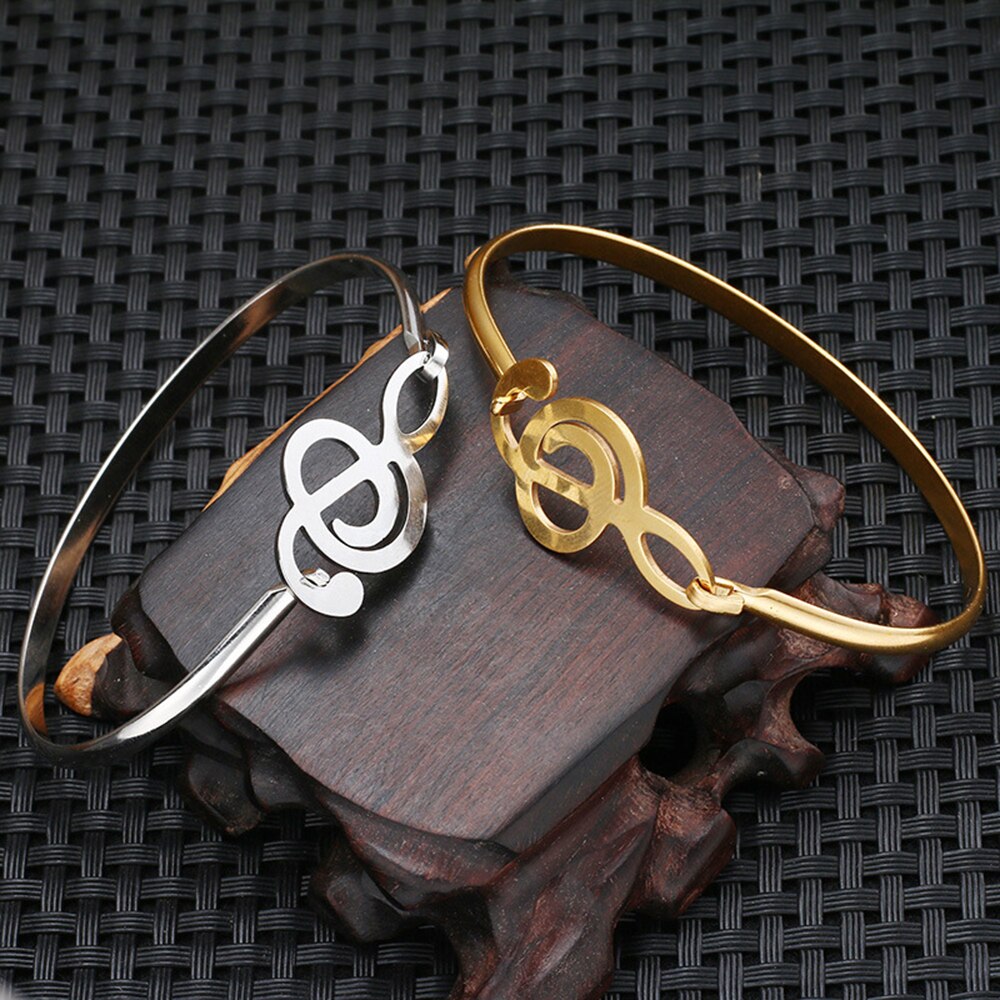 Edelstahl Damen Armbinde Gold sehr klein Musik Hinweis Armbinde Frauen Seil Perlen Kristall Schmuck Paar Zubehör