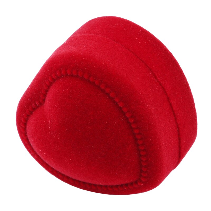 Mini Cute Red Folding Cases Heart-shaped Ring Box Display For Rings Open Cover Velvet Jewelry Box