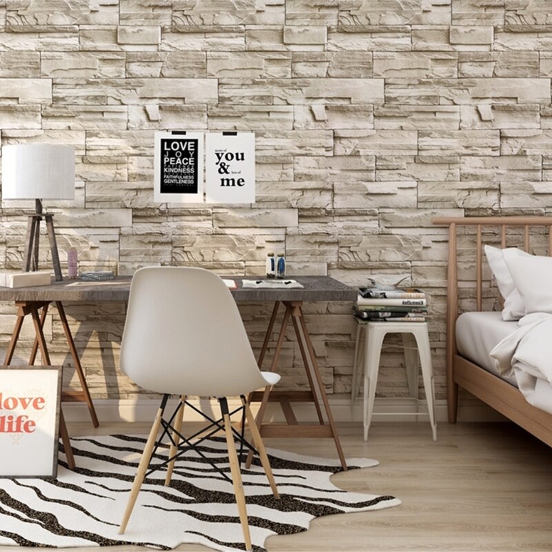 Rock Wallpaper-Stacked Stone Wallpaper-Faux Brick ... – Grandado