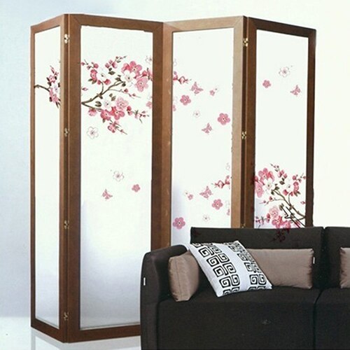 Pink Cherry Blossom Flower Wall Stickers Decals Romantic Flower Mural Vinyl Wallpaper Home Living Room Bedroom Decor