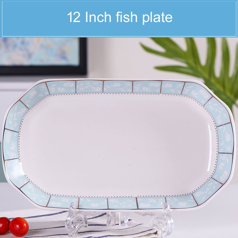 1pcs/set 12 inch Jingdezhen Bone China Porcelain Dinnerware Dining Room Ceramic Tableware Fish Dishes Sushi Plates: B