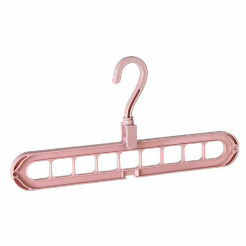 Magic Folding Hanger Rack Plastic Nine-hole Hanger Wardrobe Wonder Closet Bar Pants Clothes Coat Organizer Space Saver: pink