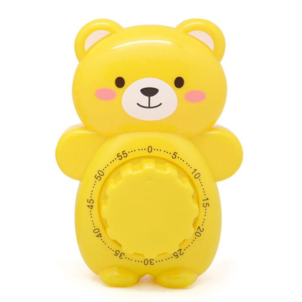 Cute Bear Mechanical Kitchen Timer 60 Minutes Countdown Alarm Timer Dial Timers Counter Reminder Kitchen Accessories: Yellow