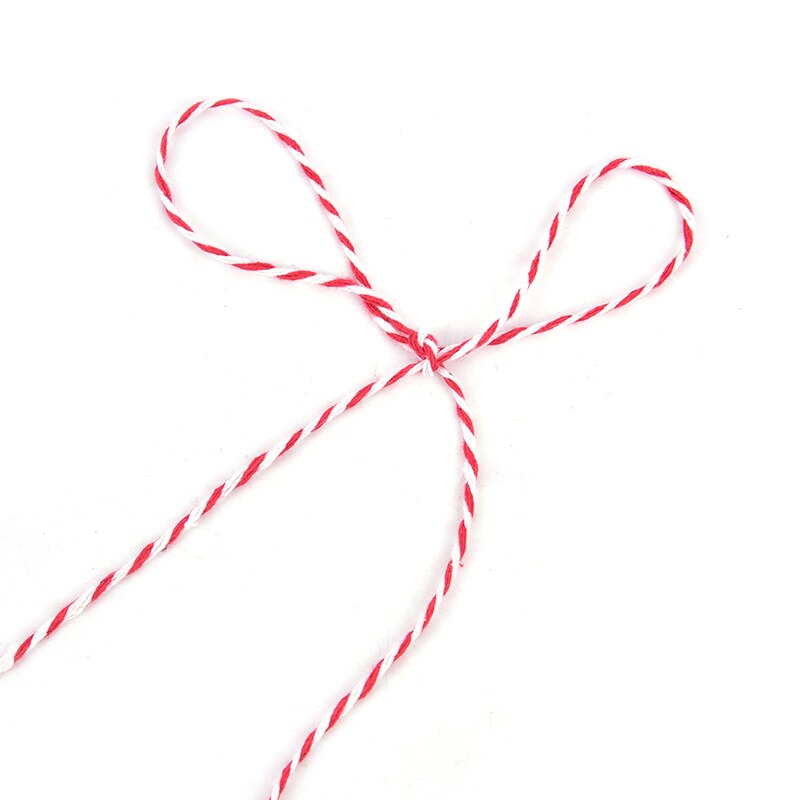 100m/Roll Cotton Bakers Twine String Cord Cotton Rope Cotton Cord Bottle Box Decor Craft (Red+White)