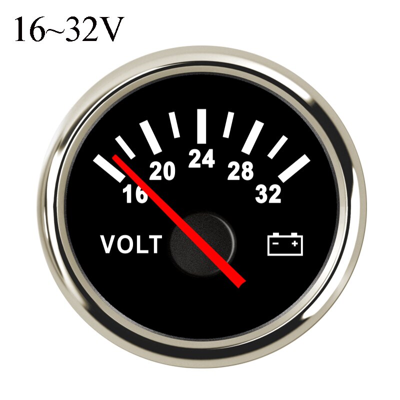 Universal 52mm volt meter marinevoltmeter 16 ~ 32v / 8 ~ 16 v vandtæt spændingsmåler til motorcykel bilbåd med baggrundslys: Bs 16- 32v