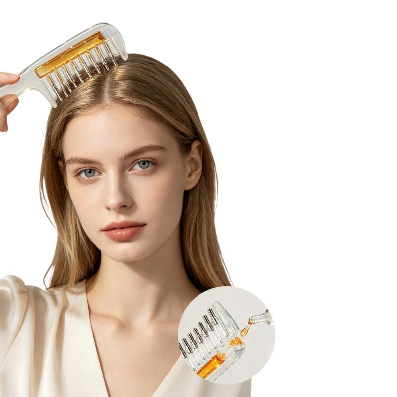 Unisex Liquid Built-In Essential Oil Massage Comb Transparent Scalp Applicator for All Hair Types Nourishing Care