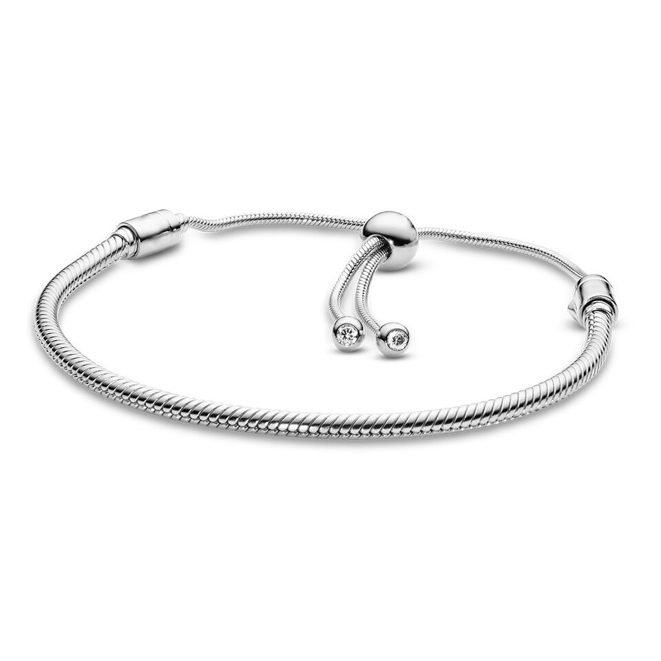 925 argento sterlina in oro rosa braccialetto di Fascino dei monili "Adatto per usura di Donne Perline FAI DA TE Braccialetto Scintillante CZ: PAB013-A