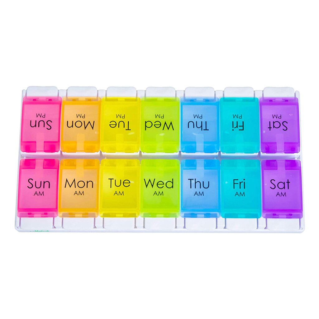 7 Day Weekly Pill Organizer Push Button Dispenser Case Daily