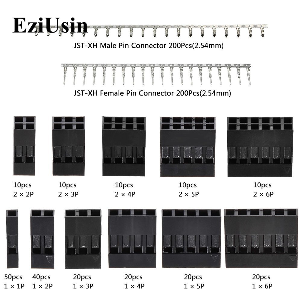 Housing Dupont Connector 620Pcs 2.54mm Pitch JST SM 1~6 Pin Header Male Female Crimp Pins Terminal Adaptor Assortment Kit
