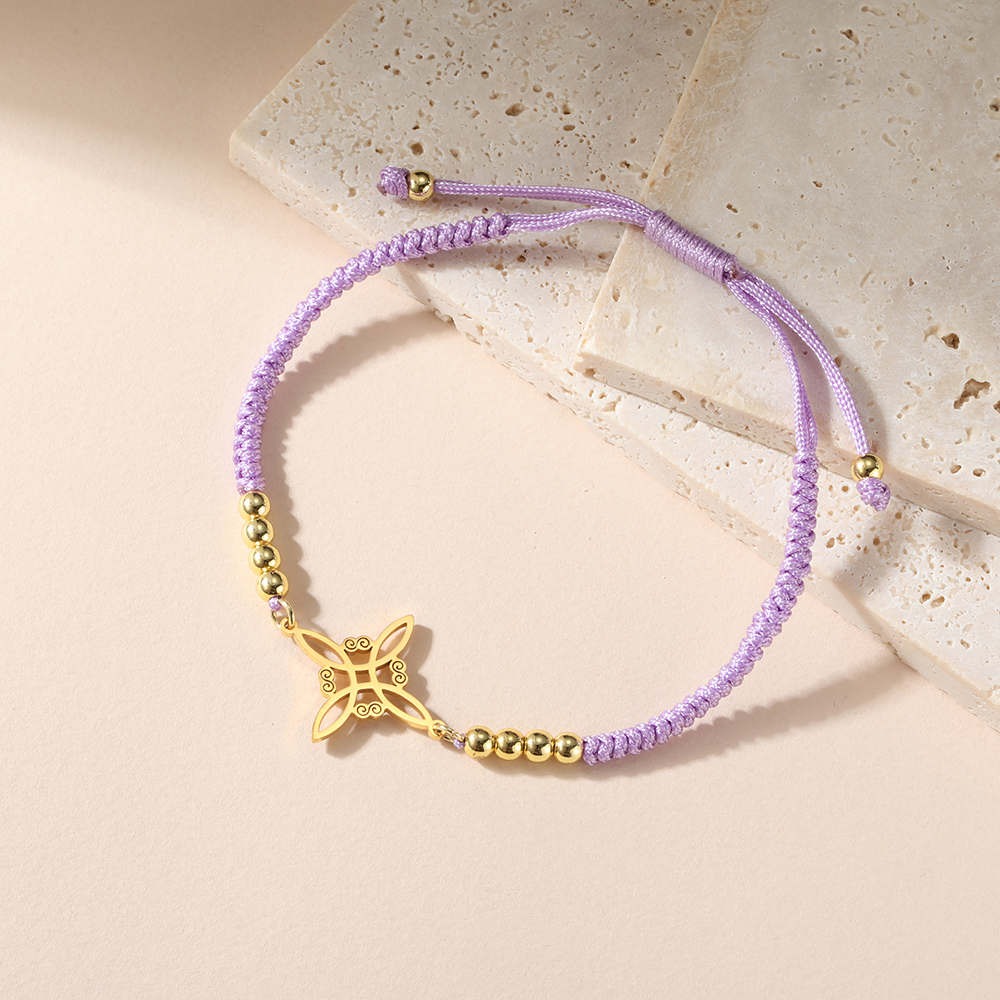 Dawapara – Bracelet à breloques avec nœud de sorcière pour femmes, amulette de Protection des nœuds celtiques, chaîne de perles en acier inoxydable, bijoux Wiccan de sorcellerie: Zinc bleu plaqué