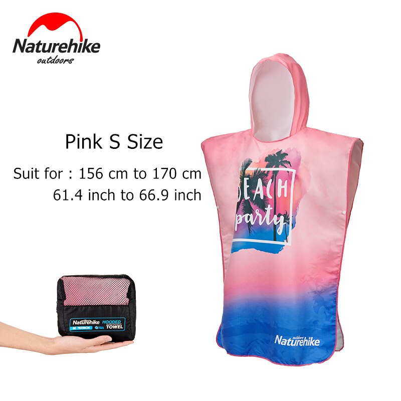 Naturehike Quick Dry Strand Handtuch Microfibe Schwimmen Handtuch Erwachsene Surf Poncho Handtuch Mit Kapuze Ändern Robe Poncho Bathrope Handtuch: Pink - S