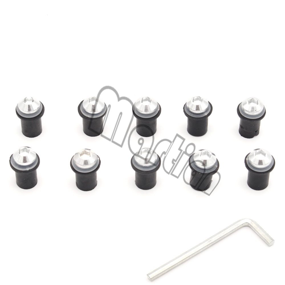 Tornillos para parabrisas de motocicleta, Kit de tornillos y tuercas de 5mm para SUZUKI Hayabusa GSR 600/750 GSXR 600/750 SV 650 SV65, 10 unidades