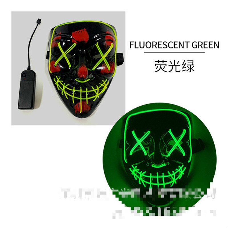 Halloween Luminous Mask Glitter Blood Horror Thriller LED Party Mask Party Mask Luminescent Carnival Light Mask: GREEN