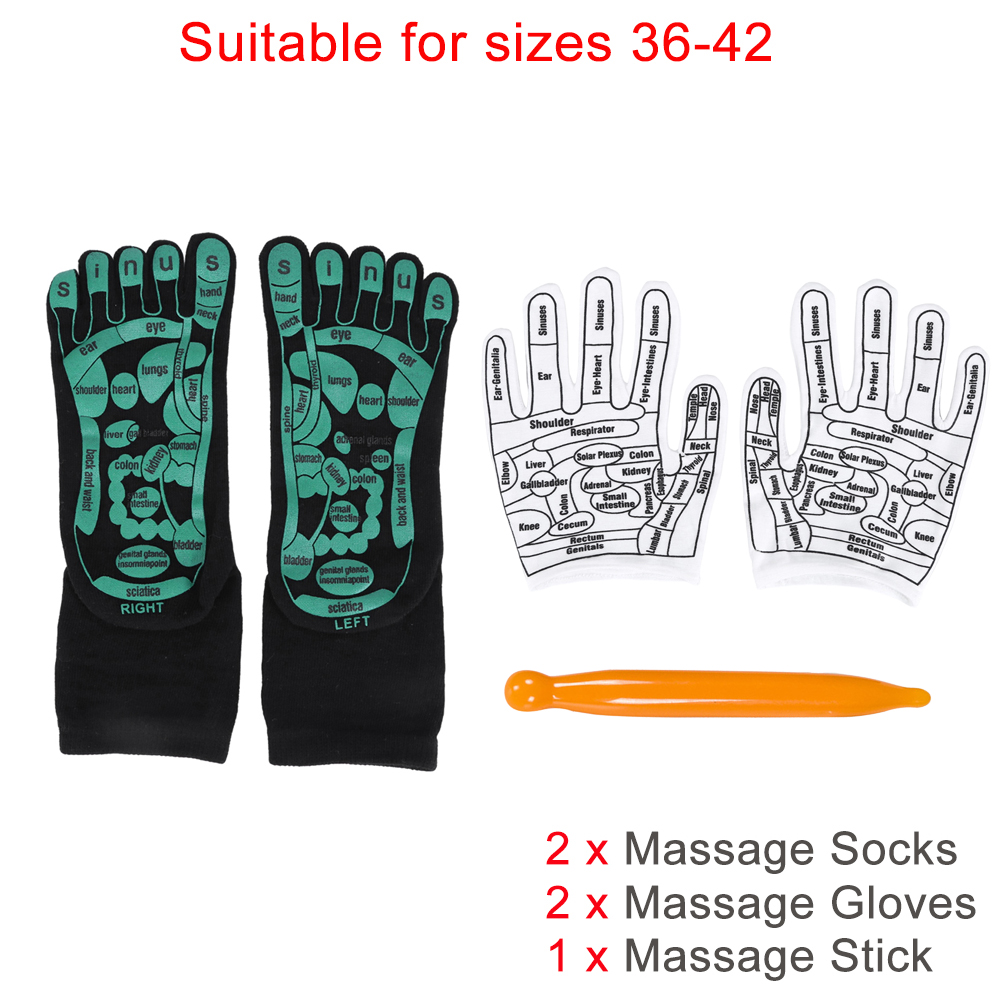 Fuß massage Akupressur Socken Akupunktur handschuhe Hand Füße Reflex zonen massage Socken Englisch Illustration Akupunktur Werkzeuge mit Massage stab: Orange