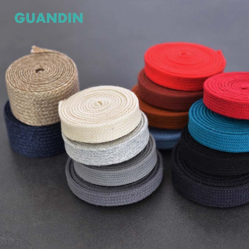 GUANDIN-corde plate en coton de couleur, corde pour travaux manuels bricolage ficelle plate en coton pour sacs, vêtement, chaussures, pantalons, casquettes/1yard/pièce