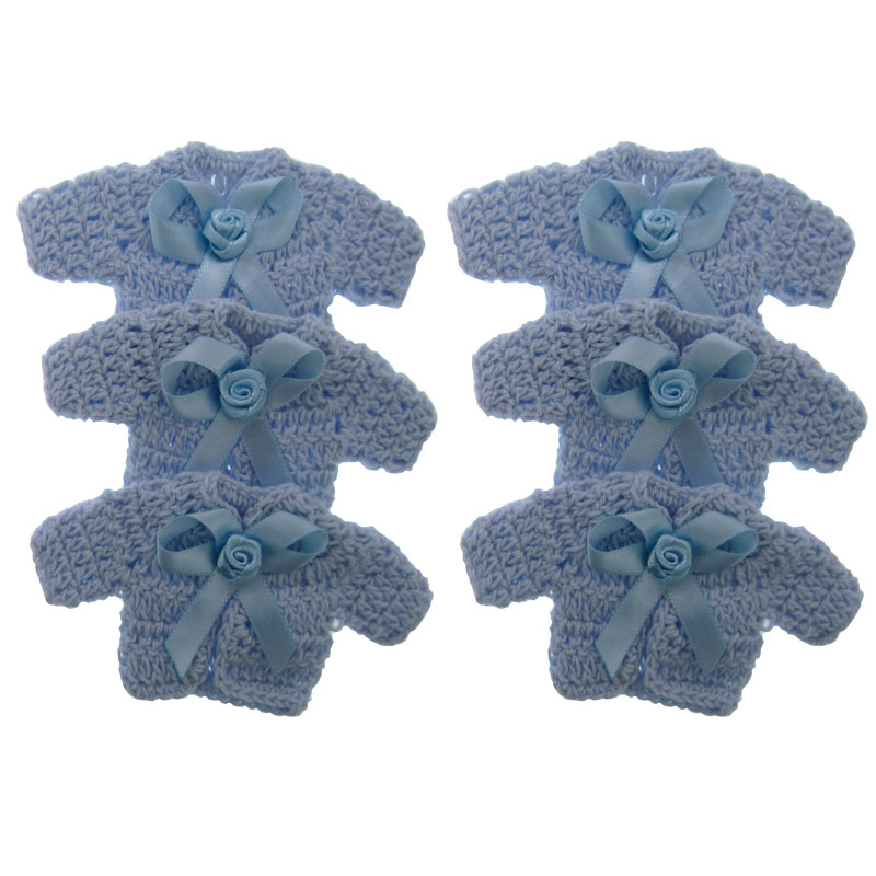 12 stücke Miniatur Häkel zur Seite fahren Blumen Band Baby Dusche Taufe Handwerk Party Dekorationen 5,0x9,5 cm: königlich Blau
