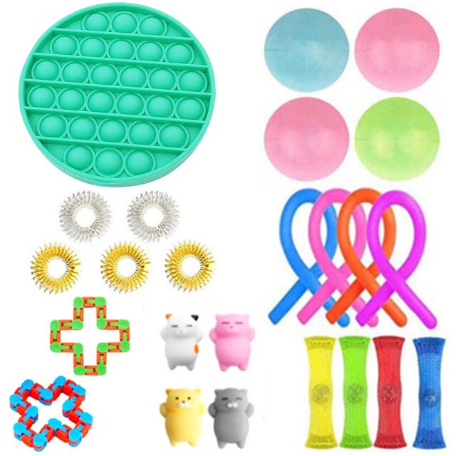 Fidget Toys Sensory Anti Stress Toy Set Figet Antistress Relief Autism Anxiety Bubble for Kids Adults: D