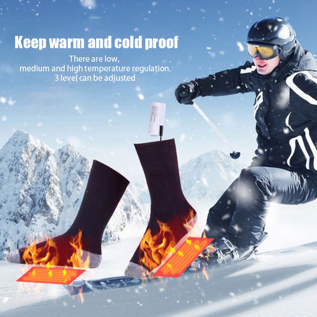 Vrouwen Sokken Verwarmde Sokken Oplaadbare Batterij Usb Opladen Winter Warm Thermische Skiën Sport Термоноски Мужские Зимние # B20