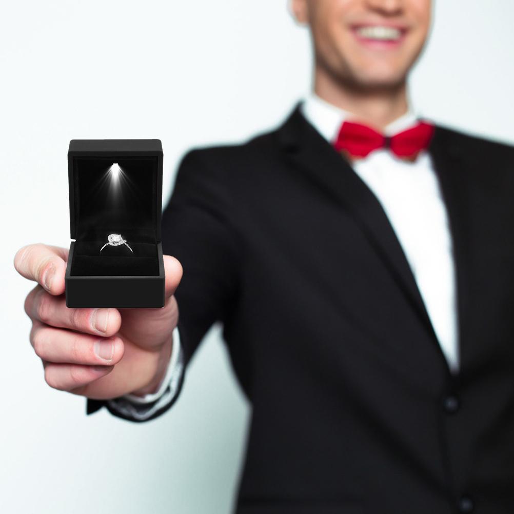 LED Jewelry Box for Ring Necklace Engagement Ring Display Case Packaging Showcase Boxes with Light Storage Cases