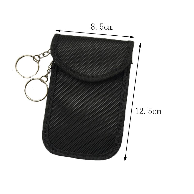 Faraday Car Key RFID Blocker Case Double Rings Pull Card Bags FOB Signal Blocking Shielding Pouch for Privacy Protection BAG1009