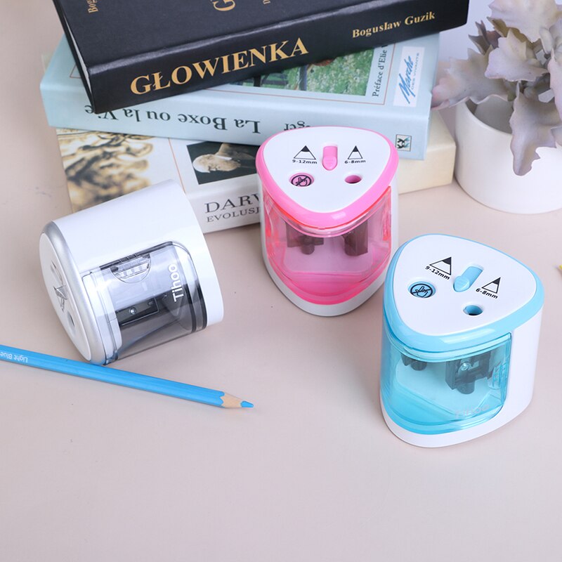 Electric Auto Sharpener Double Hole Touch Switch Pen Sharpener For 6-12mm Pencil