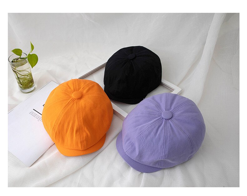 Vrouwen Korte Rand Ongedwongen Krantenverkoper Hoed Lente Herfst Dunne Retro Baret Hoed Mode Wilde Toevallige Hoed Unisex Wilde Achthoekige hoeden
