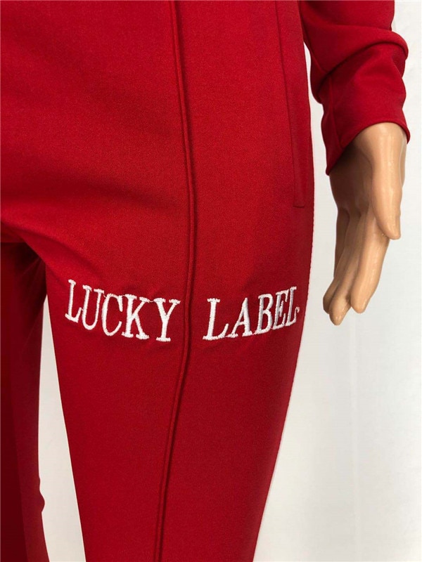 Lucky Label 2 Piece Set Women Sportwear striped Outfits Zip Top Leggings Pants Matching Set