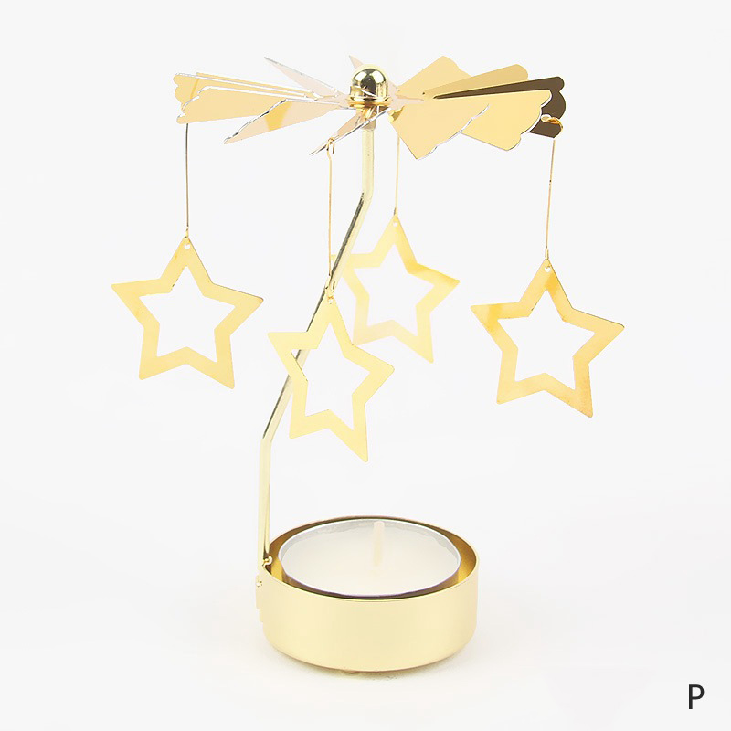Carousel Candle Holder Gold Metal Candlesticks Room Decor Cake Rotating Candle Stand Home Decoration For Valentine's Christmas: MULTI