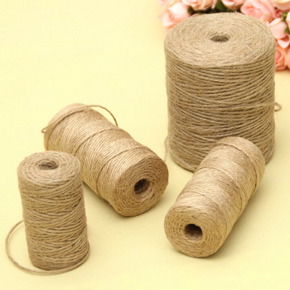 Cuerda de cáñamo marrón para envolver , hilo de yute de 50/80/100 metros, cuerda fina hecha a mano para decoración del hogar, accesorios para manualidades