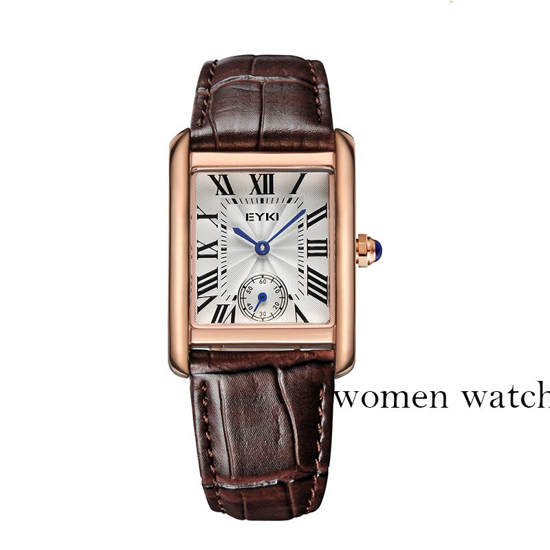 Eyki Brand Couple Tables Lovers Watch Formal Leather Strap Square Dial Waterproof Quartz Watch Women Clock Wrist Watches For Men: 5042