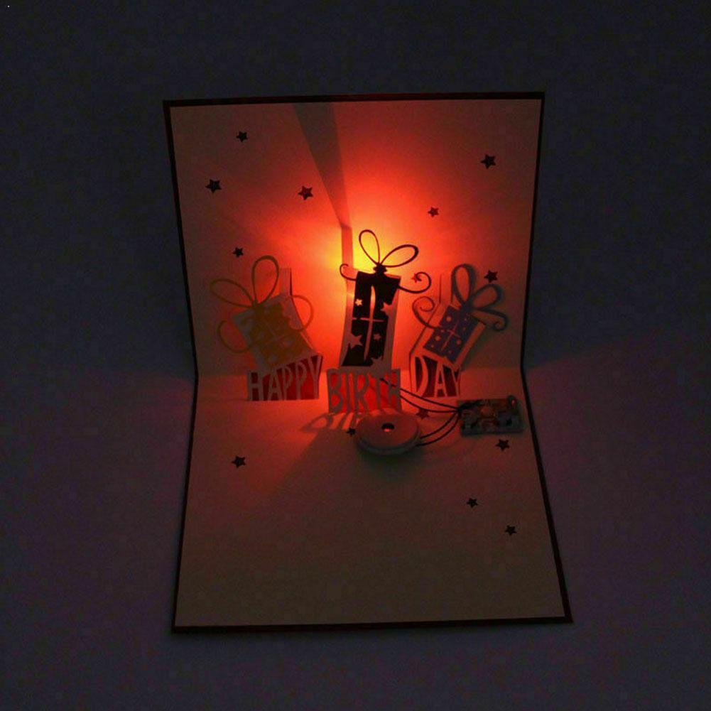 3D Light Greeting Festival Card Up Postcard Handmade Christmas Paper Card Birthday Music Paper Craft P0L3