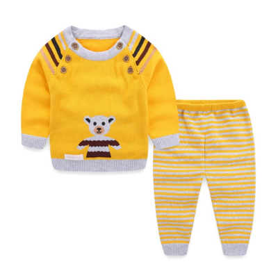 Cute cartoon pattern warm thick sweater: Yellow / 9M