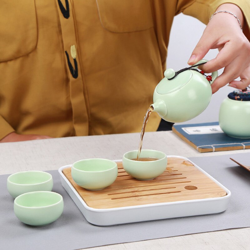 Kinesisk rejse kung fu te sæt keramisk bærbar matcha sæt tekande porcelæn teaset gaiwan te kopper tekande med rejsetaske