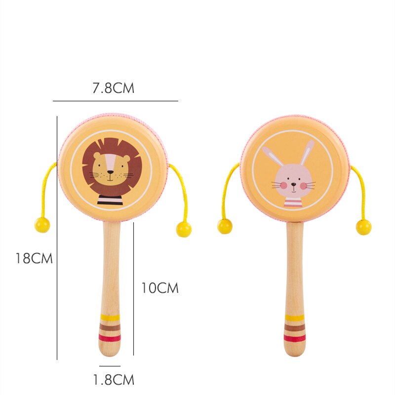 Holz Hand Baby Rassel Spielzeug Kinder Frühe Pädagogische Hören Spielen Trommel Tier Spielzeug Für Infant PHOOHI