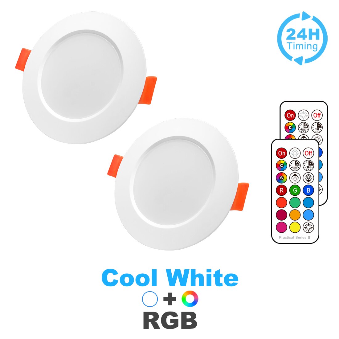 Led Downlight Spot Led Verzonken Smart Dimbare Plafond 7W Ronde Plafond Licht 220V 110V Rgb Kleur Veranderende warm Koud Wit Lamp: RGB CW 2PACK