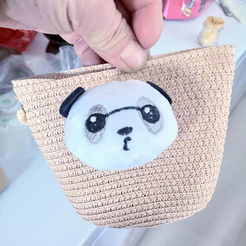 10 Kleuren Kinderen Meisjes Schoudertas Leuke Panda Stro Messenger Bag Kids Sleutels Portemonnee Schattige Prinses Mini Handtas: 9