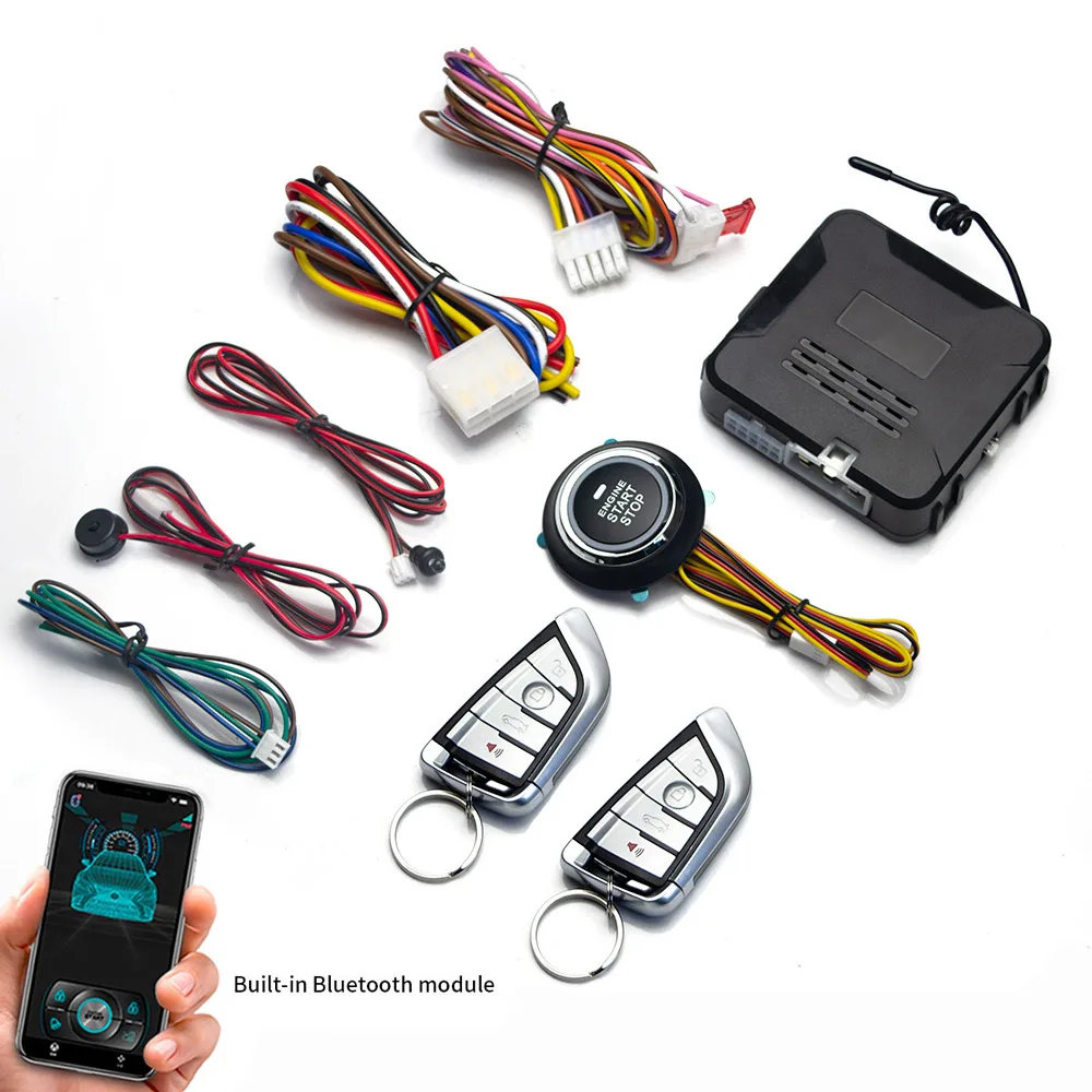 Fernstarter und Autoalarm, intelligente App, Fernstart-Stopp-System für Autos, Motor--Anfang-System mit automatischer Zündknopf: Braun