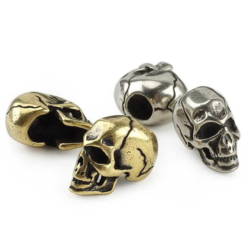 punk fajny czaszka nóż mosiężny koraliki linka robić parasola koralik na zewnątrz miedziane kwiatowe ziarna czaszki Paracord koraliki