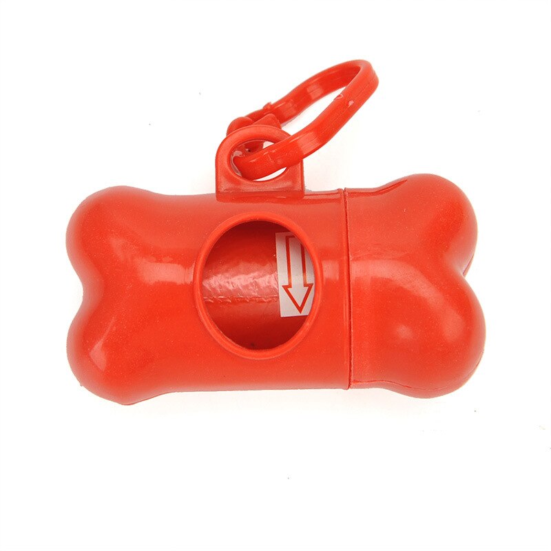 pet garbage bag storage box out dog poop cleaning storage bag bone plastic pet small dog outdoor garbage poop dispenser: Red