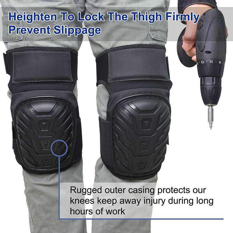 Heavy Duty Knee Pads - Silicone Lined, Elastic Straps, Adult Size, Protective Gear for Work & Gardening